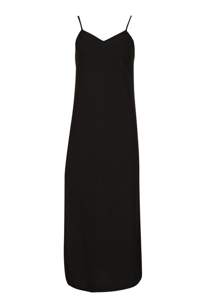 Womens Woven Maxi Slip Dress - black - 8, Black