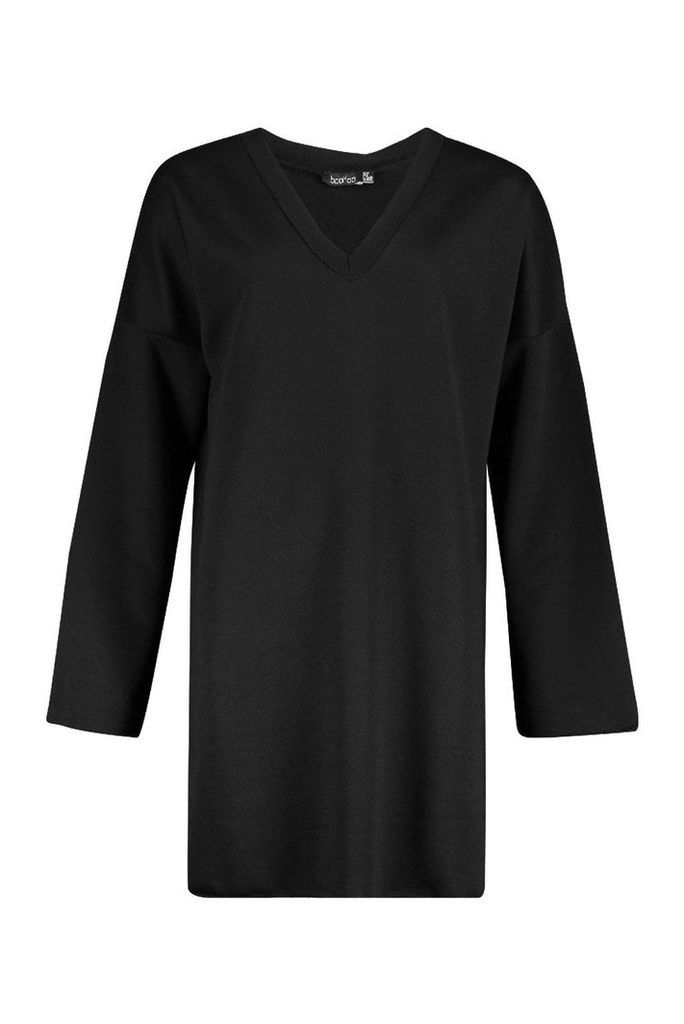 Womens Tall Raw Edge Sweat Dress - black - 10, Black