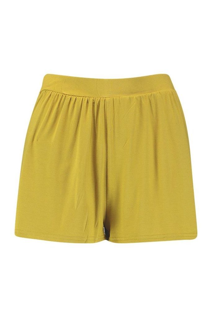 Womens Petite Basic Jersey Flippy Shorts - green - 10, Green