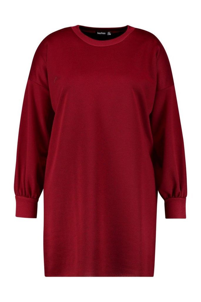 Womens Plus Oversized Sweat Dress - red - 20, Red