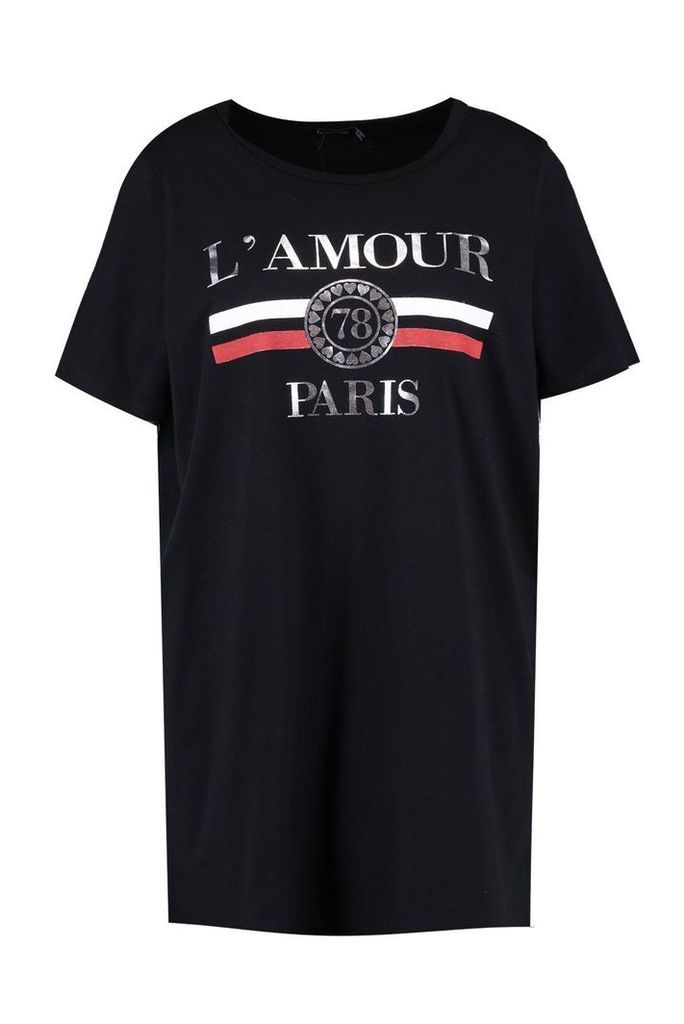 Womens Plus L'Amour T Shirt Dress - Black - 26, Black
