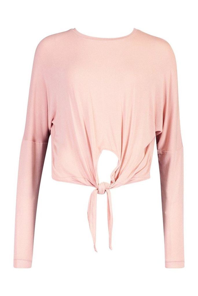 Womens Mix & Match Knot Front Soft Lounge Top - pink - 16, Pink