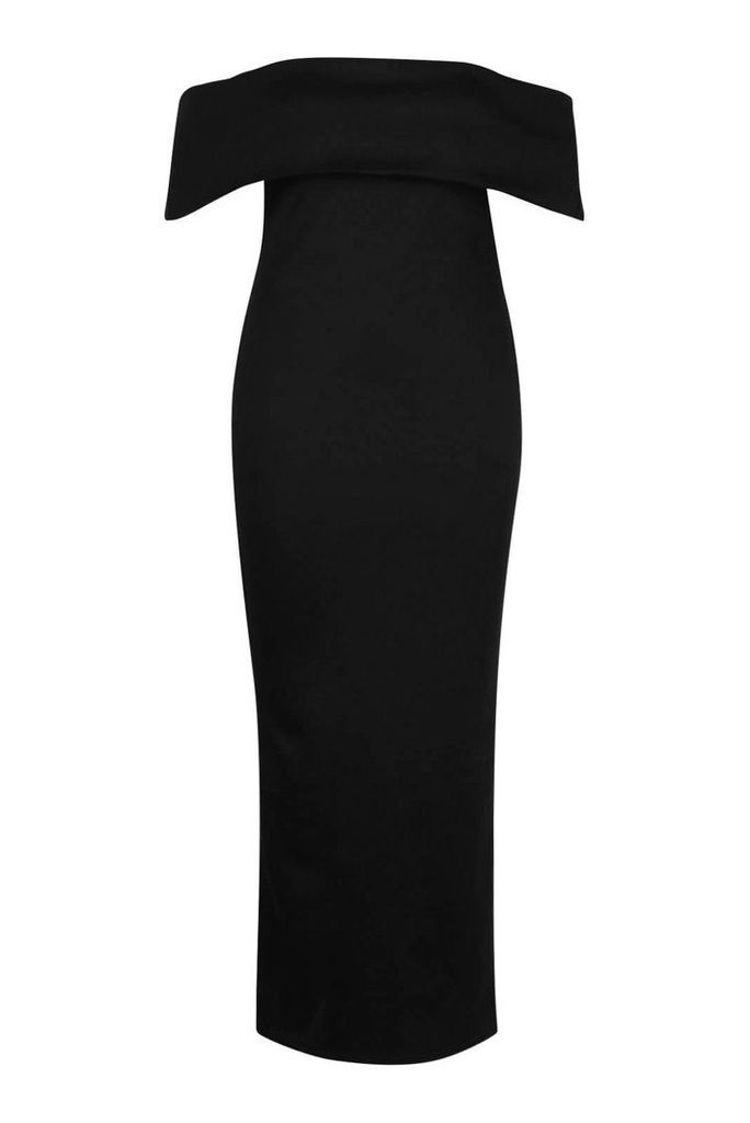 Womens Plus Bardot Sleeve Detail Maxi Dress - black - 18, Black