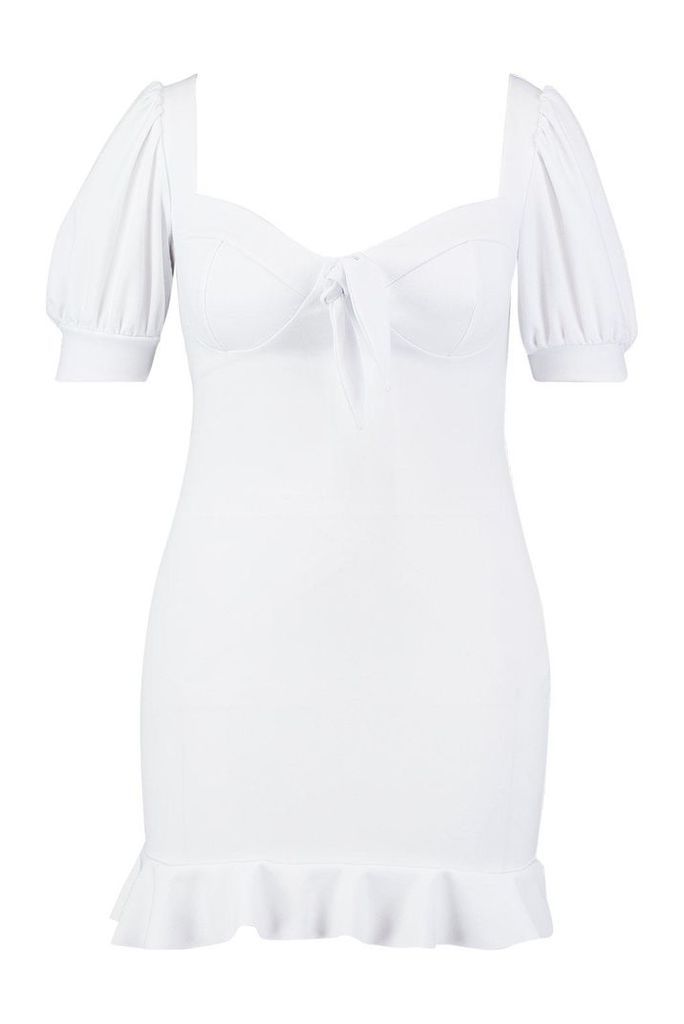 Womens Plus Peasant Sleeve Fitted Dress - white - 20, White