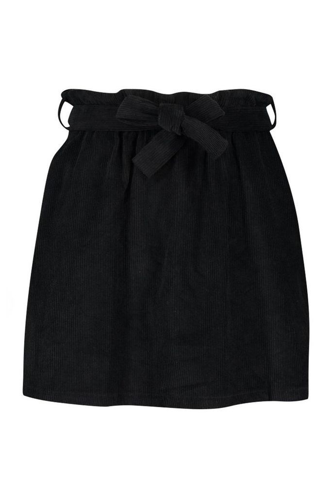 Womens Plus Baby Cord A Line Mini Skirt - black - 16, Black