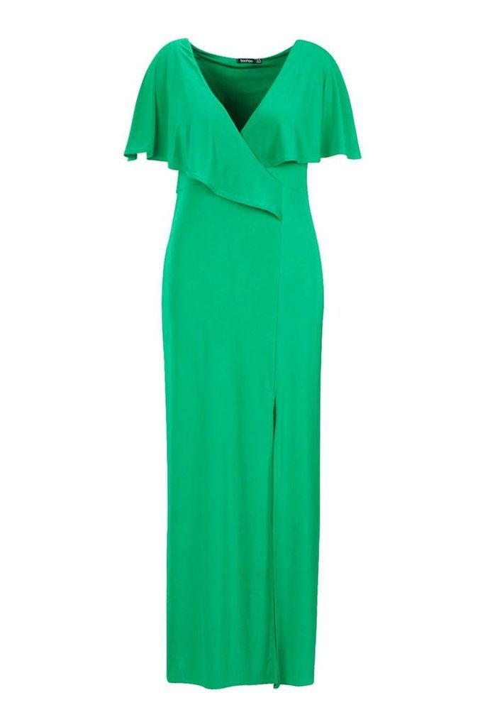 Womens Plus Wrap Front Maxi Dress - green - 18, Green
