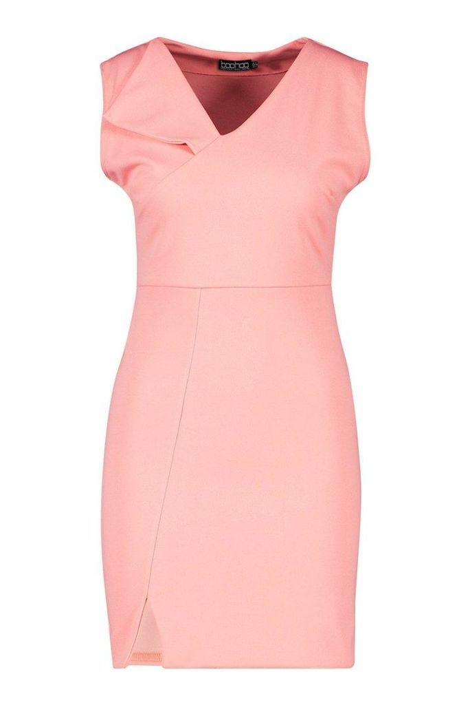 Womens Tailored Thigh Split Mini Dress - pink - 14, Pink