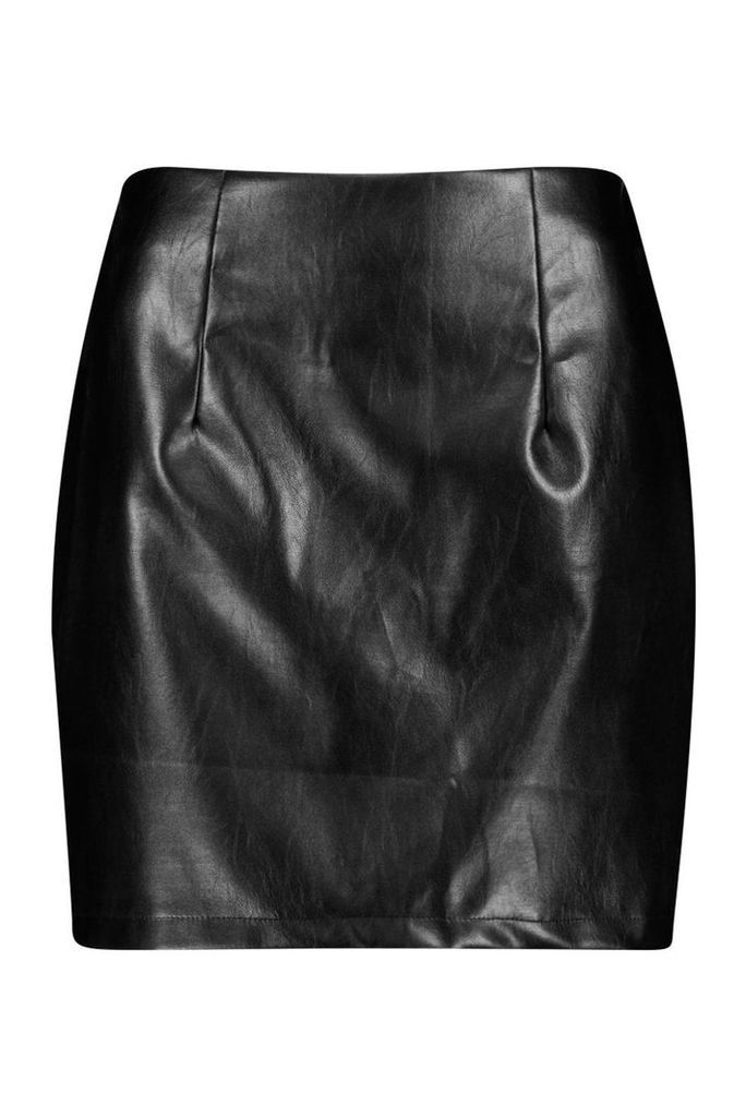 Womens Pu Mini Skirt - black - 12, Black