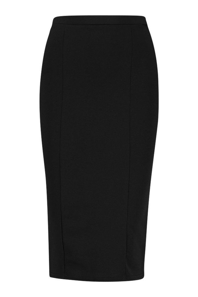 Womens Contoured Midi Skirt - Black - 10, Black