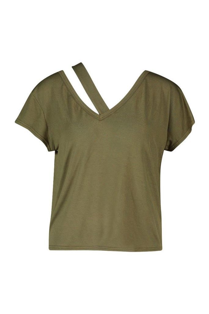 Womens Cut Out Detail T-Shirt - Green - 14, Green
