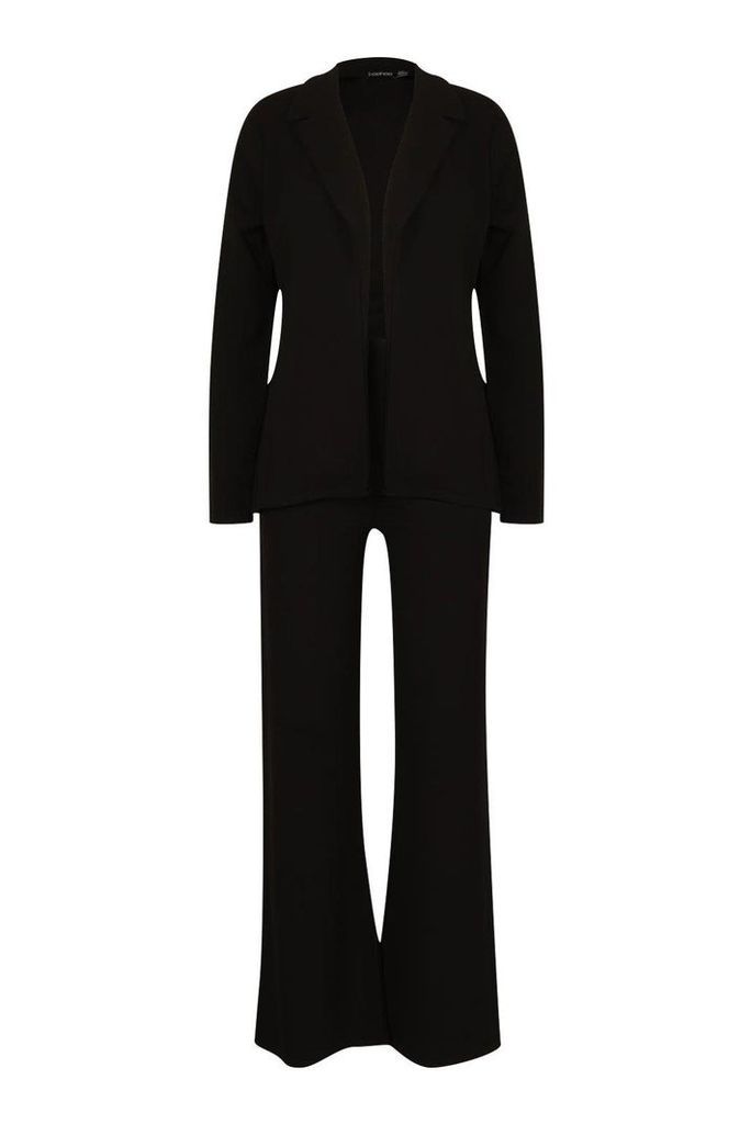Womens Tailored Blazer Suit Co-ord - black - 14, Black
