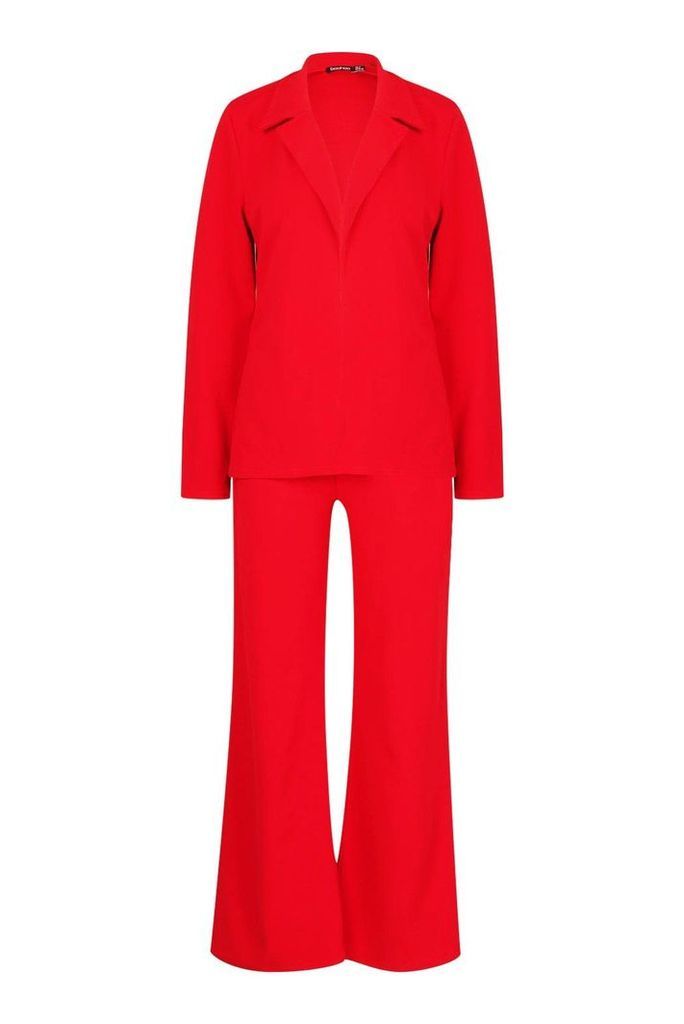 Womens Tailored Blazer Suit Co-ord - 14, Red