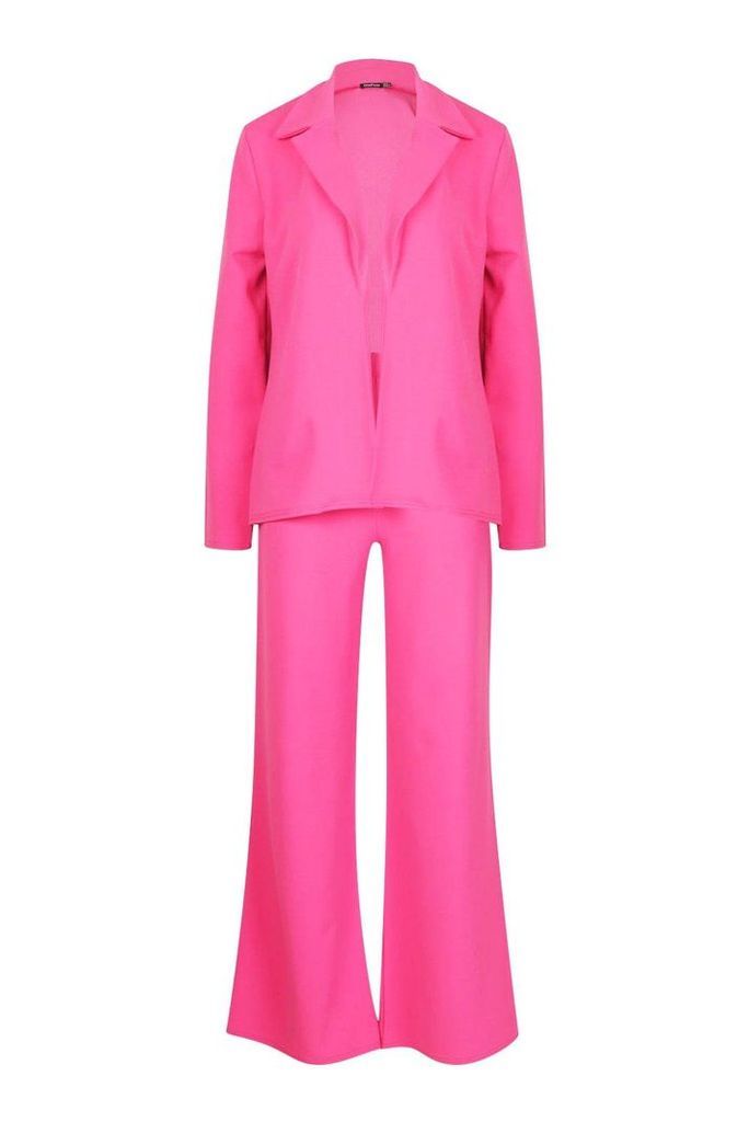 Womens Tailored Blazer Suit Co-ord - Pink - 12, Pink