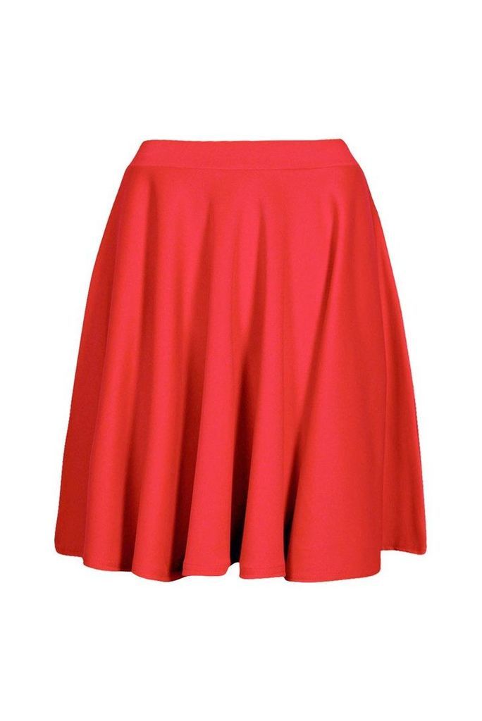 Womens Basic Scuba Skater Skirt - red - 12, Red