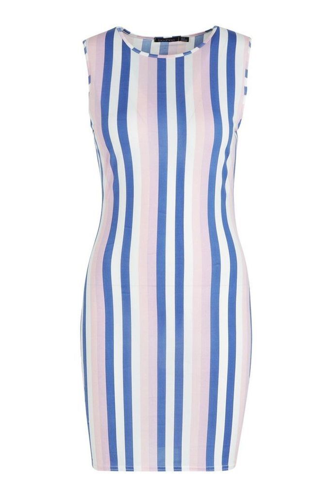 Womens Multi Stripe Mini Dress - navy - 10, Navy