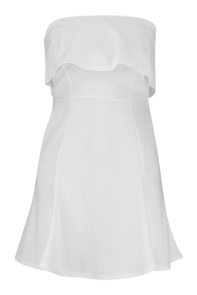 Womens Bandeau Flippy Skirt Mini Dress - white - 12, White