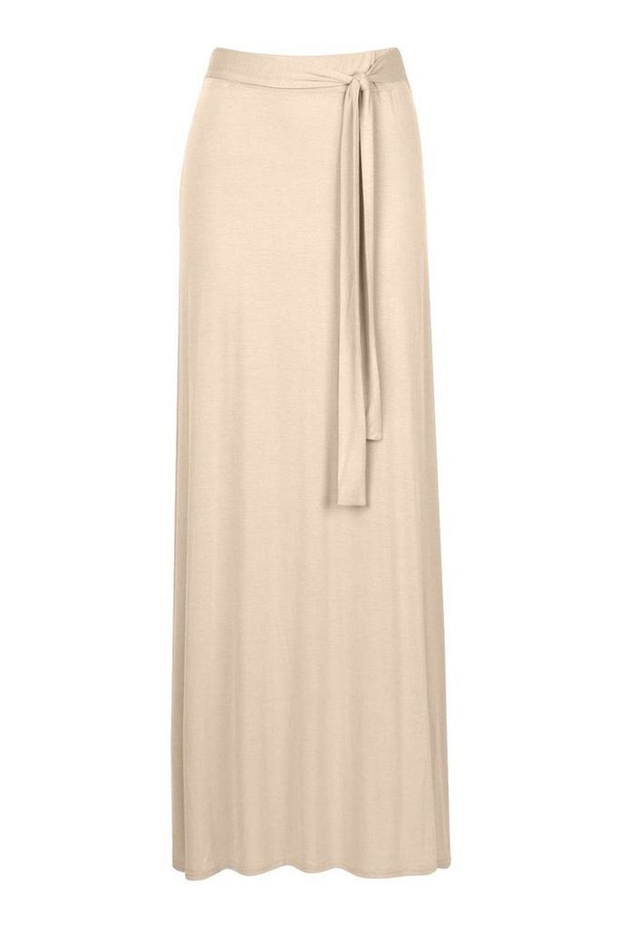 Womens Petite Full Wrap Maxi Skirt - beige - 10, Beige