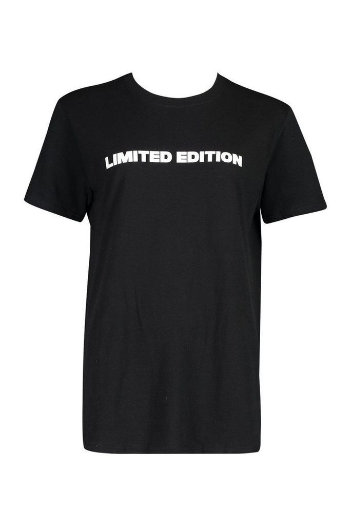 Womens Tall 'Limited Edition' Slogan T-Shirt - Black - L, Black