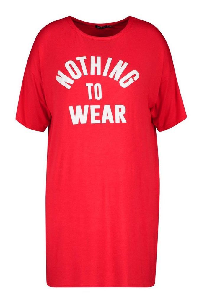 Womens Plus Nothing To Wear T Shirt Dress - red - 22, Red