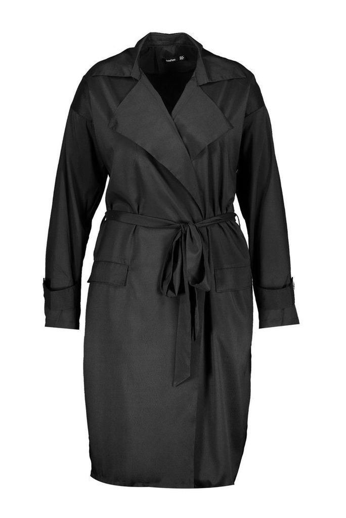 Womens Plus Soft Trench Coat - black - 16, Black