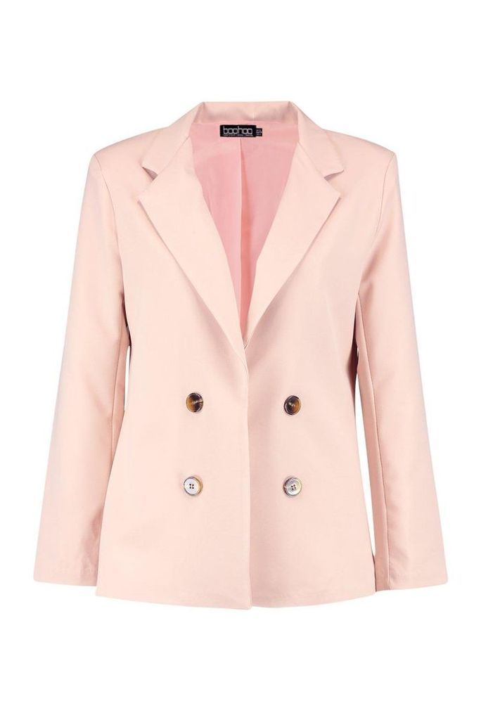 Womens Tailored Button Front Blazer - pink - 14, Pink