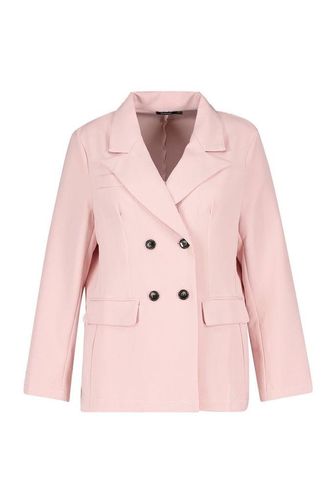 Womens Plus Premium Longline Blazer - pink - 18, Pink