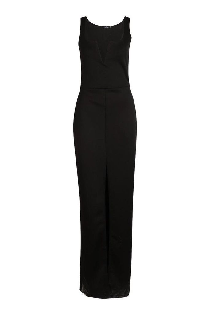 Womens Tall V Bar Maxi Dress - black - 16, Black