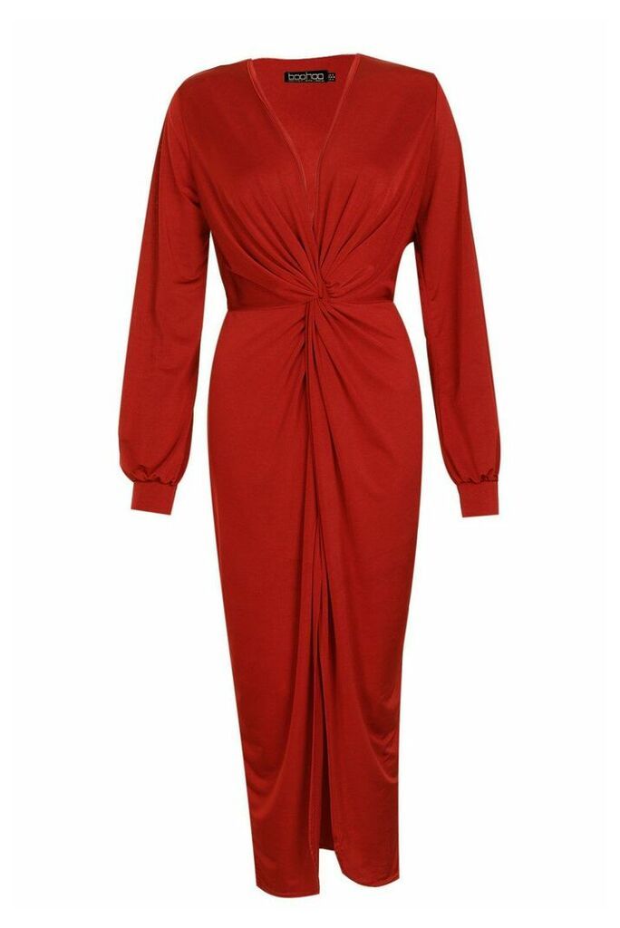 Womens Tall Disco Slinky Twist Front Wrap Dress - red - 12, Red