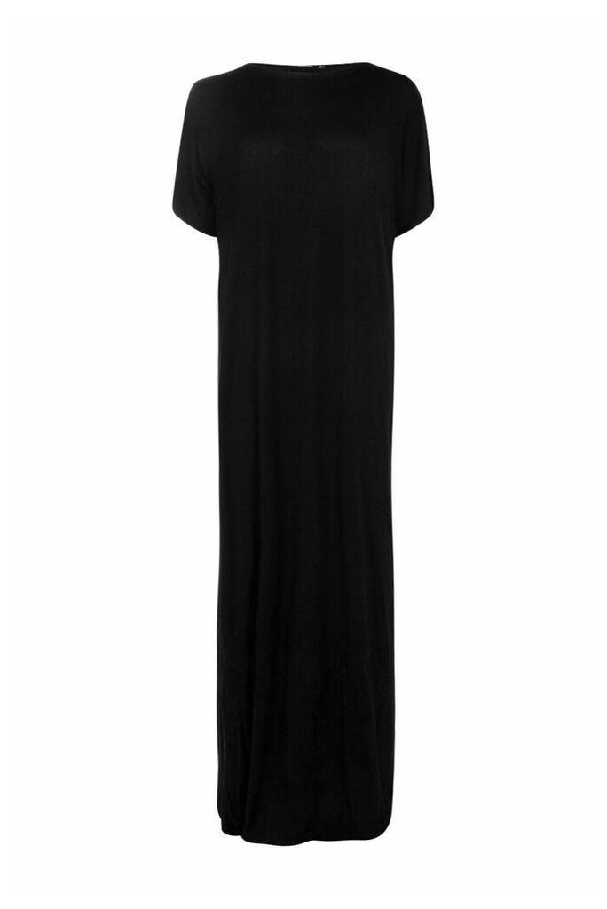 Womens Tall Split Side T-Shirt Maxi Dress - Black - 8, Black