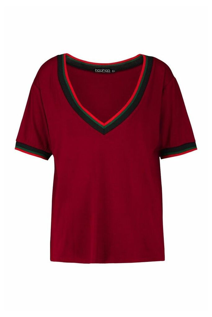 Womens Tall Sport Tape Tee - Red - 8, Red