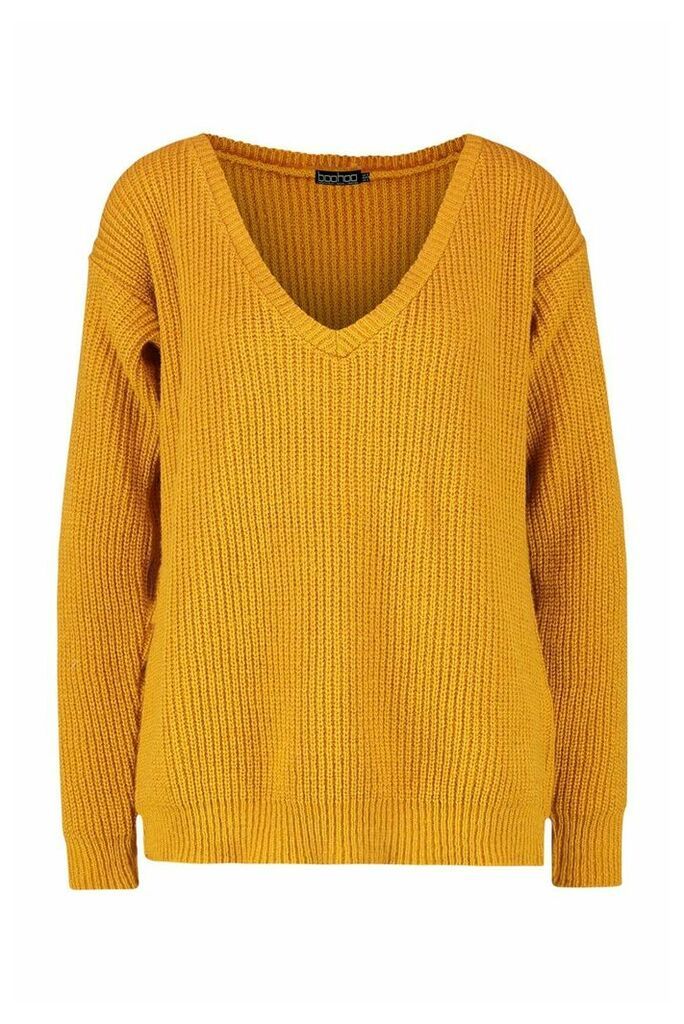 Womens Tall Oversized V Front Jumper - Yellow - 14, Yellow