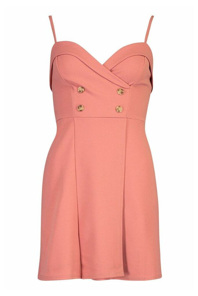 Womens Strappy Button Blazer Dress - Pink - 16, Pink