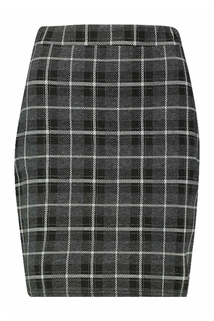 Womens Grid Check Tailored Mini Skirt - black - 8, Black