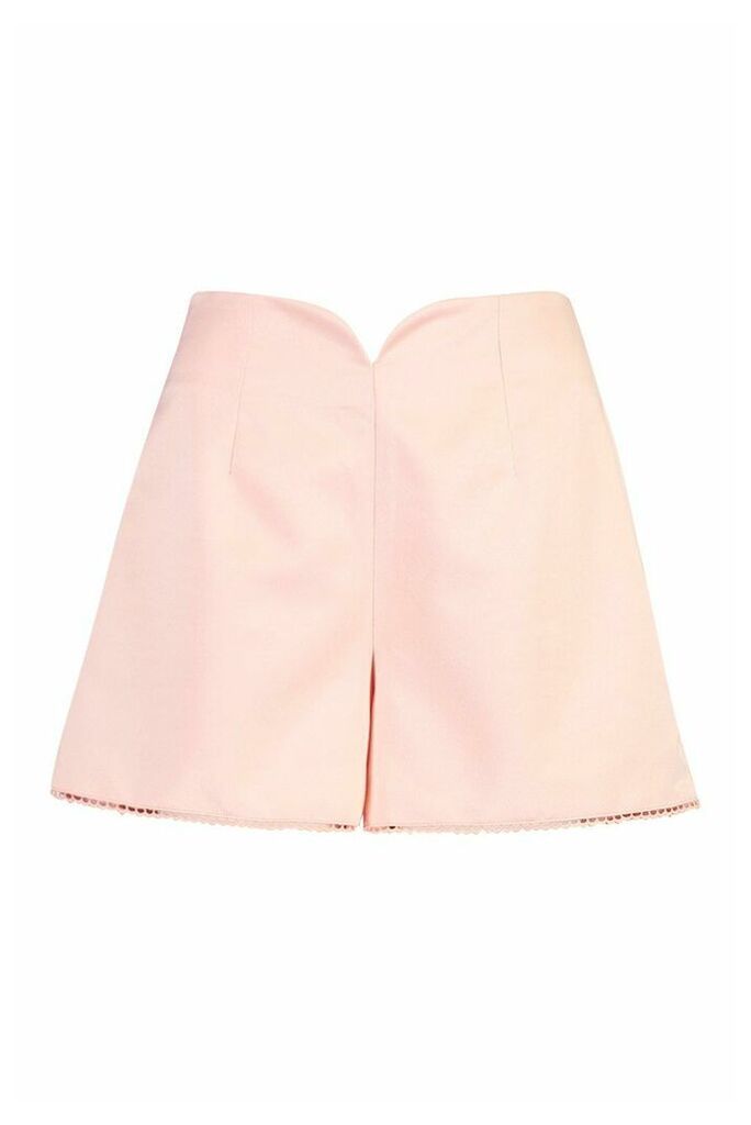 Womens Satin High Waisted Shorts - pink - 14, Pink
