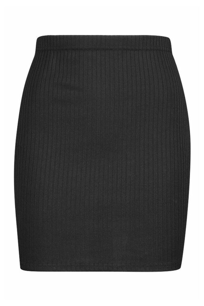 Womens Soft Rib Mini Skirt - Black - 16, Black