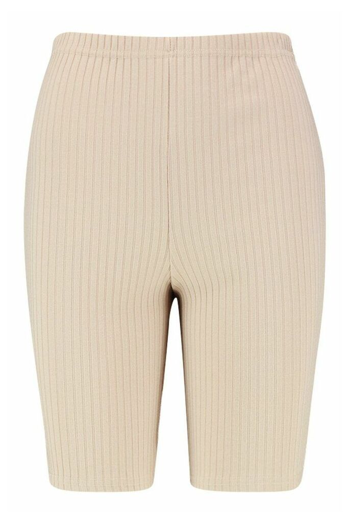Womens Soft Ribbed Cycling Short - beige - 14, Beige