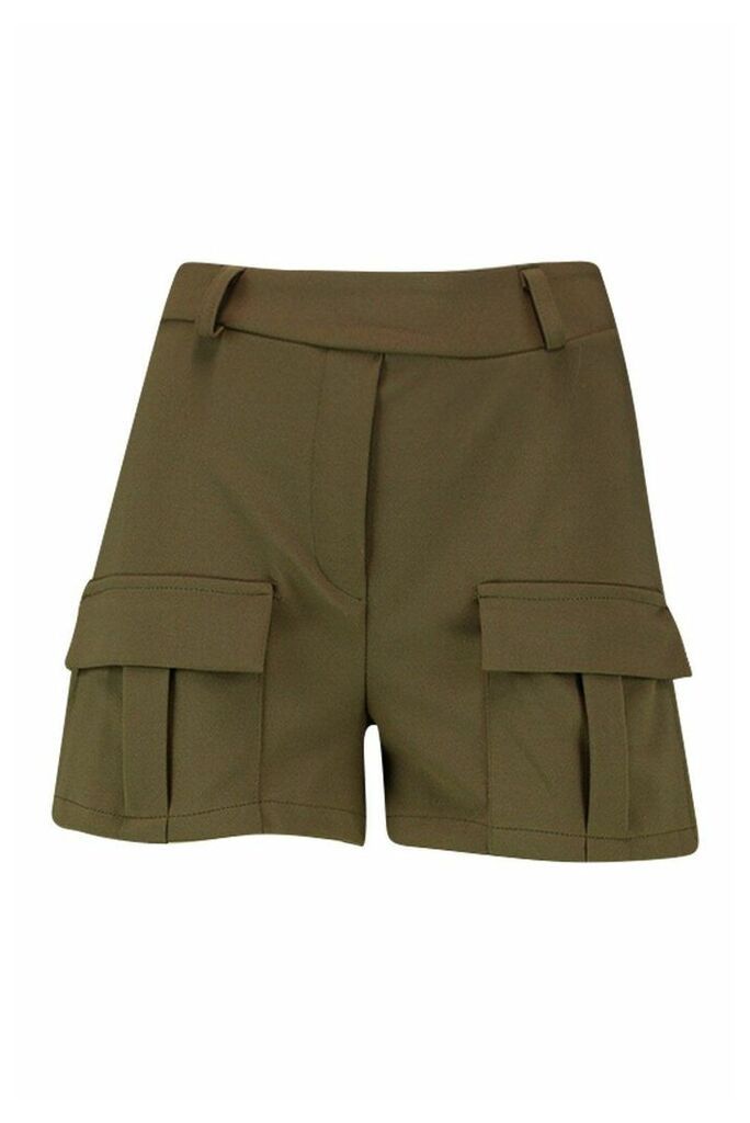 Womens Utility Pocket Shorts - green - 8, Green