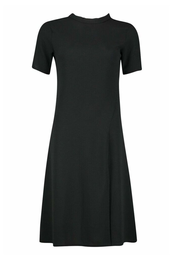 Womens High Neck Midi Dress - Black - 8, Black