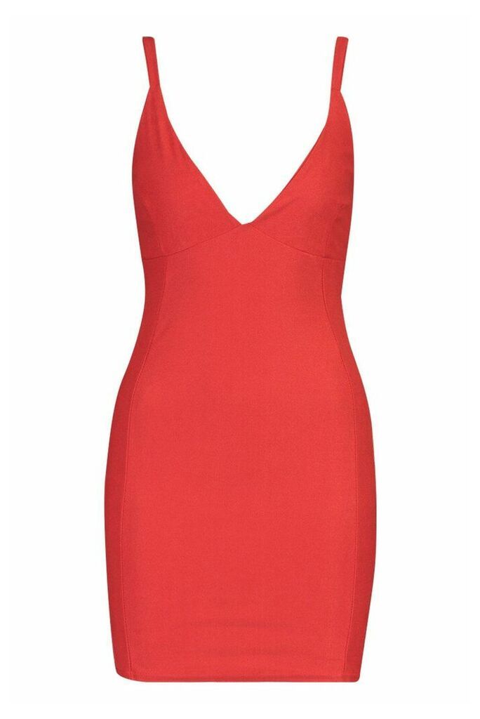 Womens Suede Cupped Mini Bodycon Dress - red - 14, Red