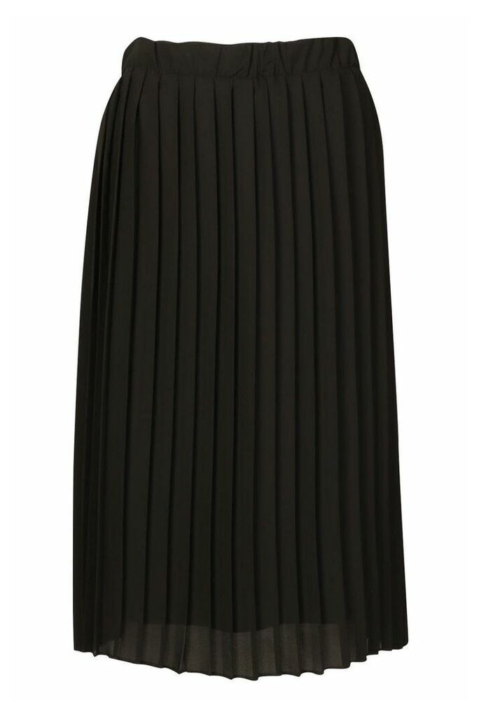Womens Chiffon Pleated Midi Skirt - black - 12, Black