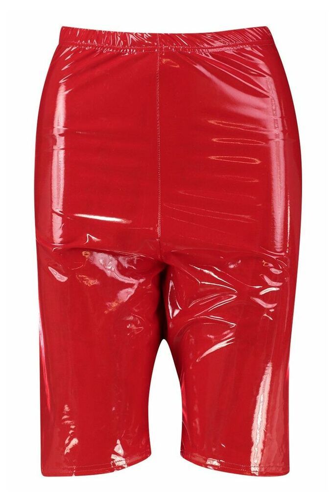 Womens Halloween Vinyl Cycling Short - red - 10, Red