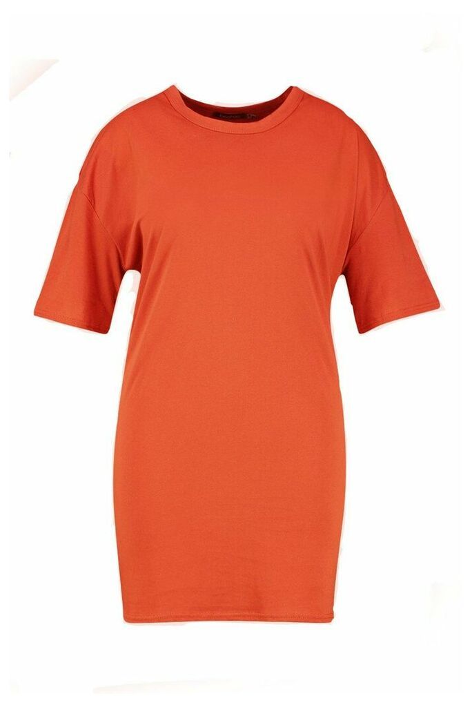 Womens Plus Oversized Drop Armhole T-Shirt Dress - Orange - 16, Orange