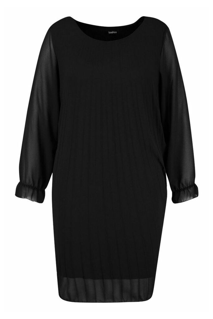 Womens Plus Pleated Swing Dress - Black - 20, Black