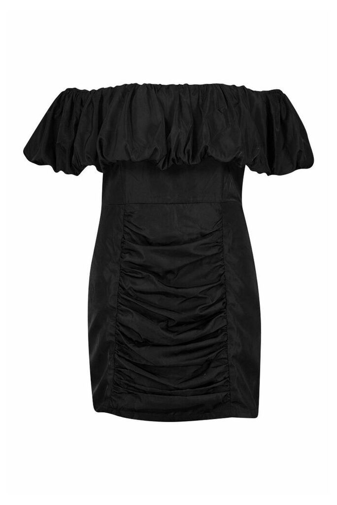 Womens Plus Puff Bardot Shoulder Dress - black - 18, Black