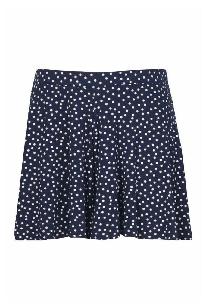 Womens Plus Polka Dot Floaty Shorts - navy - 24, Navy