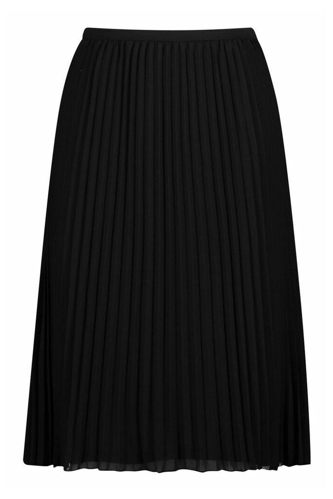 Womens Plus Chiffon Pleated Midi Skirt - Black - 24, Black