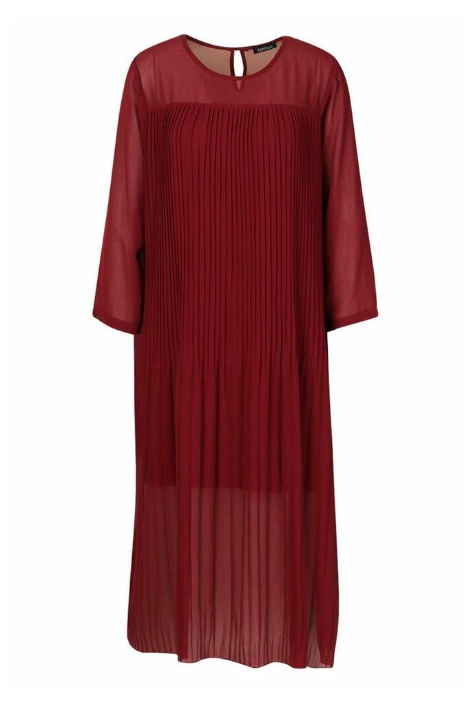 Womens Tall Pleated Woven Midi Dress - red - 6, Red