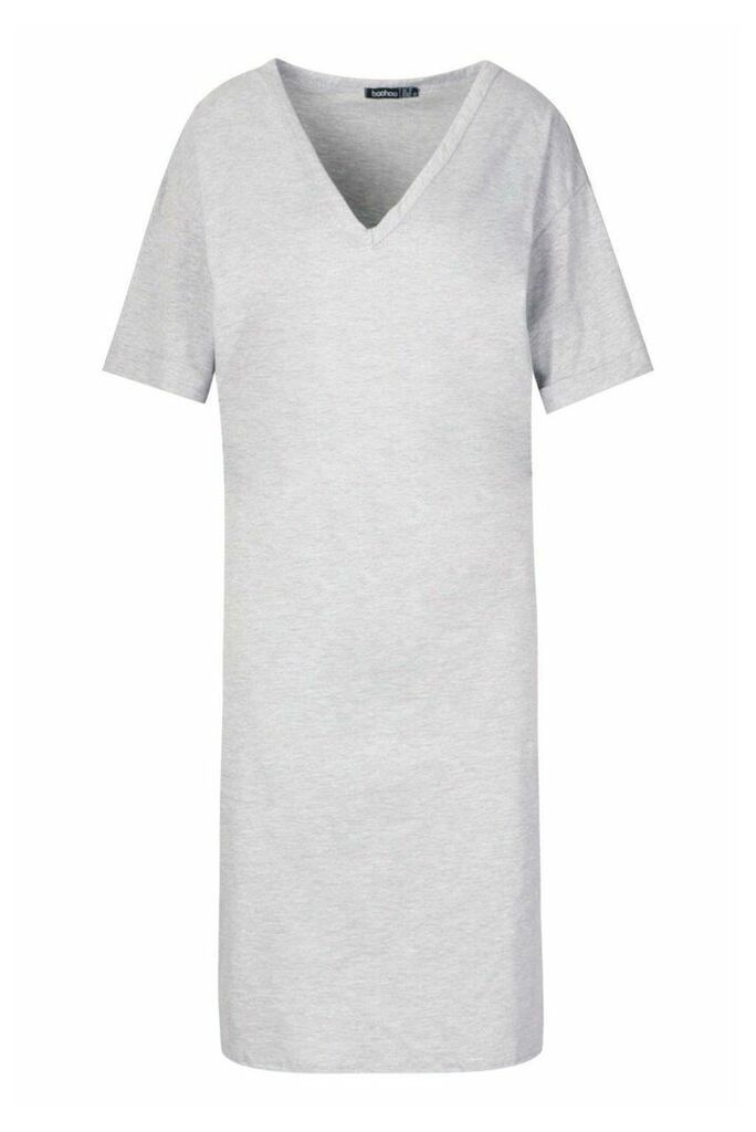 Womens Oversized Midi T-Shirt Dress - Grey - 10, Grey