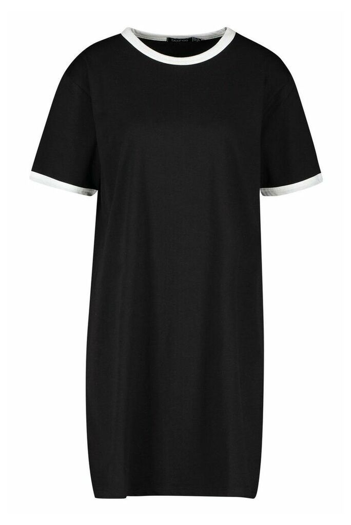 Womens Tall Ringer T-Shirt Dress - black - 8, Black