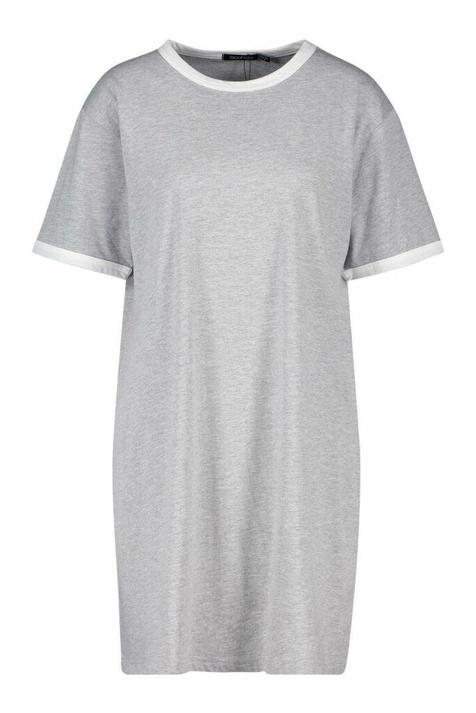 Womens Tall Ringer T-Shirt Dress - grey - 16, Grey